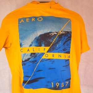 Aeropostale 1987 California Waves Large Yellow Men Size Graphic Large T-shirt